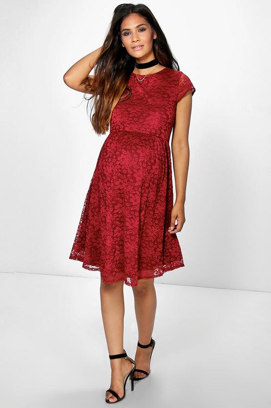 Maternity Micha Lace Cap Sleeve Skater Dress